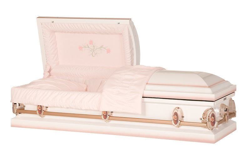 Classic Vine Rose Steel with Gasket & Lock Casket – Casket Gallery