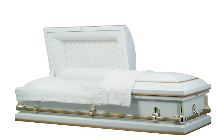 Picture of American White w/Gold Shade Steel Casket Casket