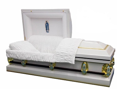 Casket: Lady of Guadalupe WHITE Metal Casket 