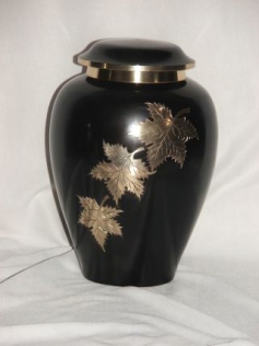 Photo of Brass Urn with Engraved Leaf Design Urn