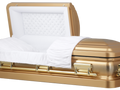 Solid POWDER GOLD with Gold Brush Steel Casket