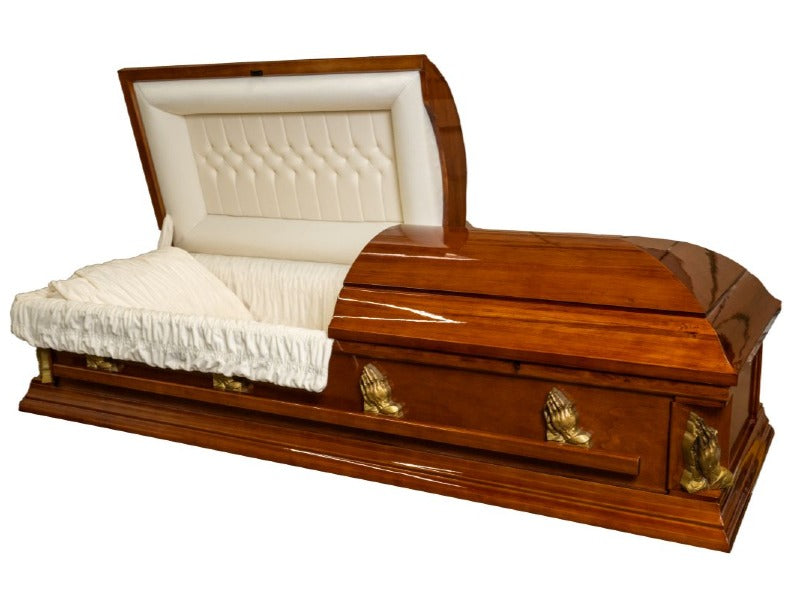 PRAYING HANDS Premium Wood Cremation or Burial Casket