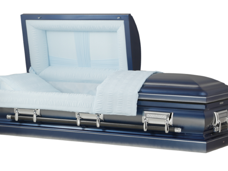 LINCOLN BLUE Brushed 18 Gauge Steel Casket