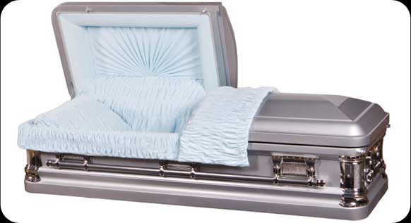 Solid Silver Finish 18gauge Steel Casket