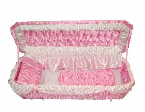 Satin Rose - Pink  Satin Covered  Wood Veneeer Infant Casket