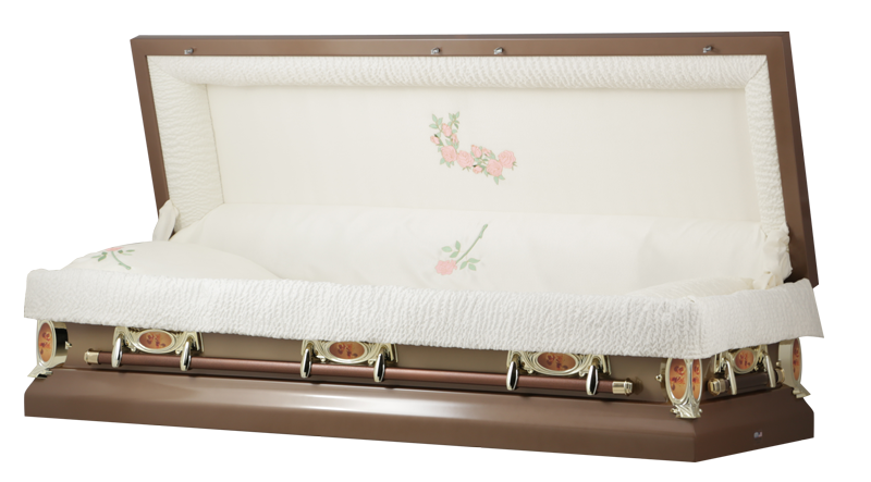 COPPER ROSE Steel Full Couch Casket