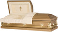 Golden Calvary Cross Gasket & Lock Steel Casket