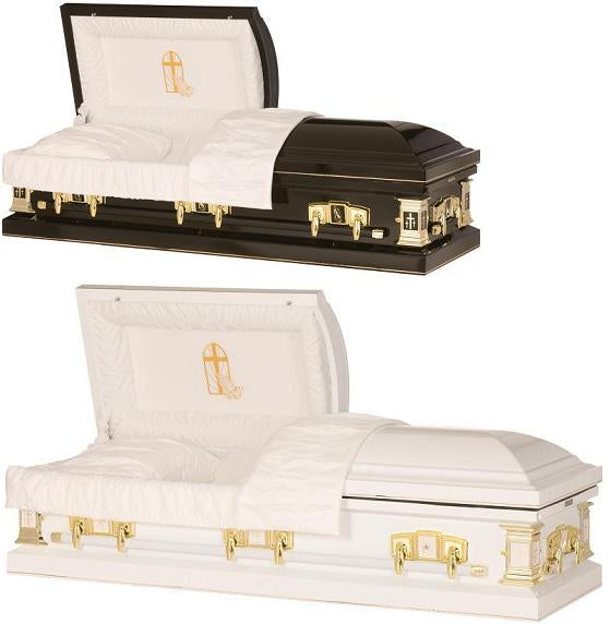 Chapel Cross Ebony or White/Gold Steel Casket