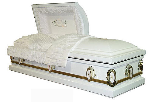 LORDS PRAYER with Praying Hands Steel Casket