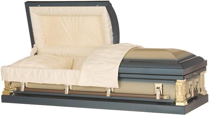 Spruce Blue/Almond Gold Elegance Steel Casket