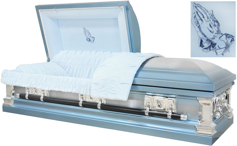 Praying Hands - Black 18 Gauge Steel Casket