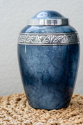 Blue Fire Finish Aluminum Urn
