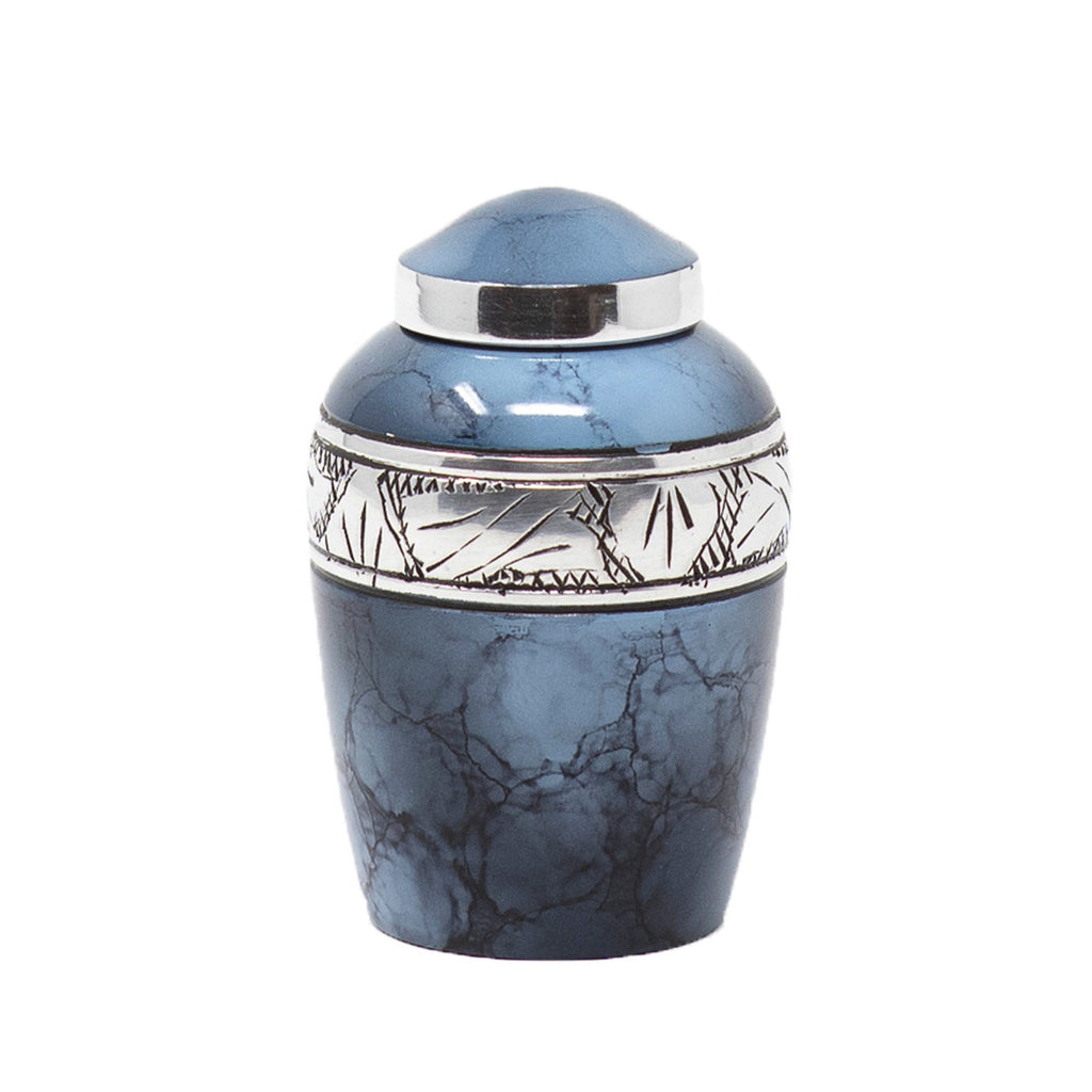 Blue Fire Finish Aluminum Urn - Keepsake Package