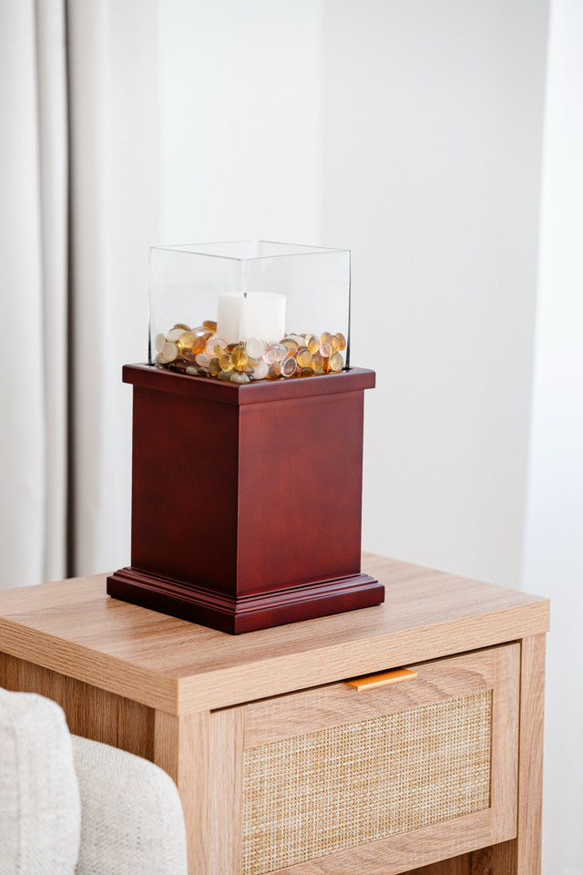 White or Mahogany Radiance Urn & Candle Keepsake