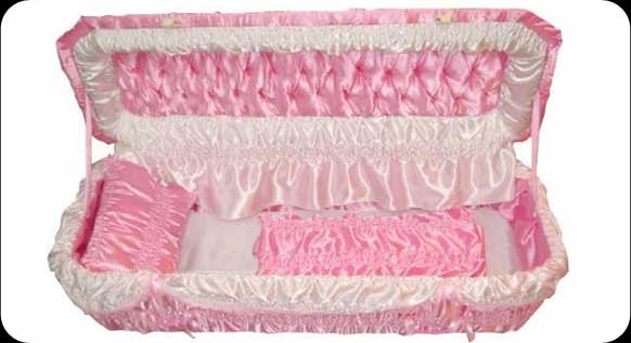 Satin Rose - Blue Satin Covered  Wood Veneeer Infant Casket