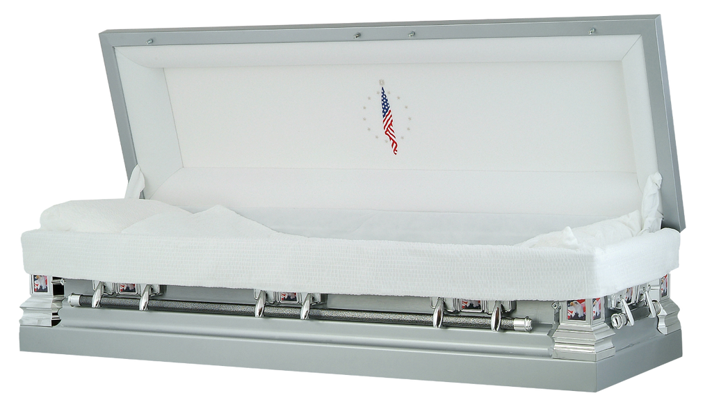 Veteran - Silver 20 Gauge Steel Casket