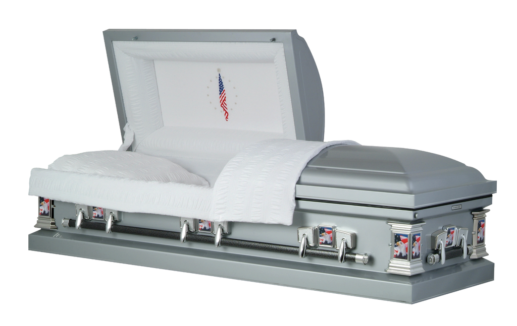 Veteran - Silver 20 Gauge Steel Casket