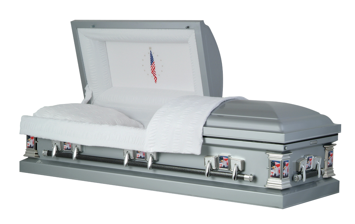 Veteran - Silver 20 Gauge Steel Casket