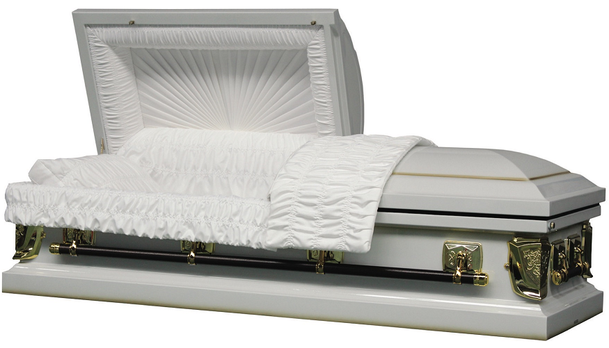 Regal White/Gold 20 Gauge Casket with Gasket & Lock
