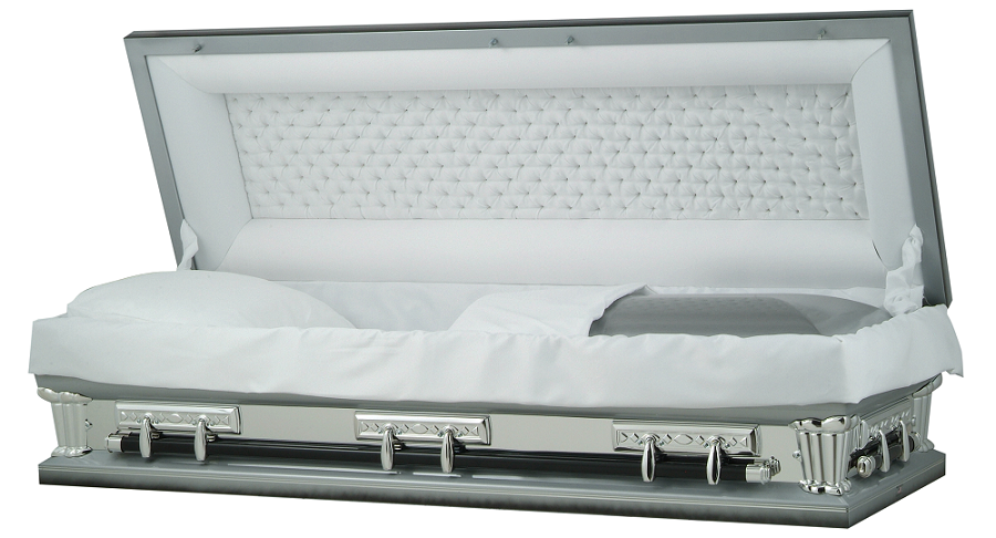 Large Caskets Full Couch Oversized Silver 18 Gauge Steel Casket - Reflection – Casket ...