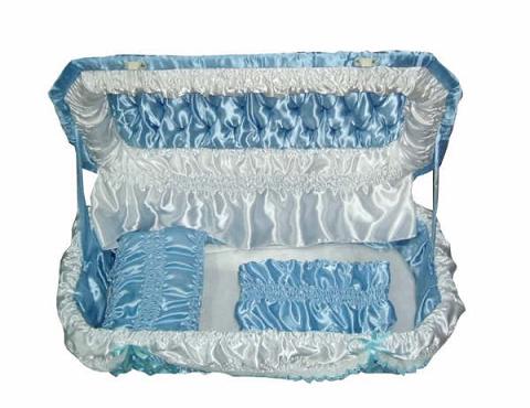 Satin Rose - Blue Satin Covered  Wood Veneeer Infant Casket