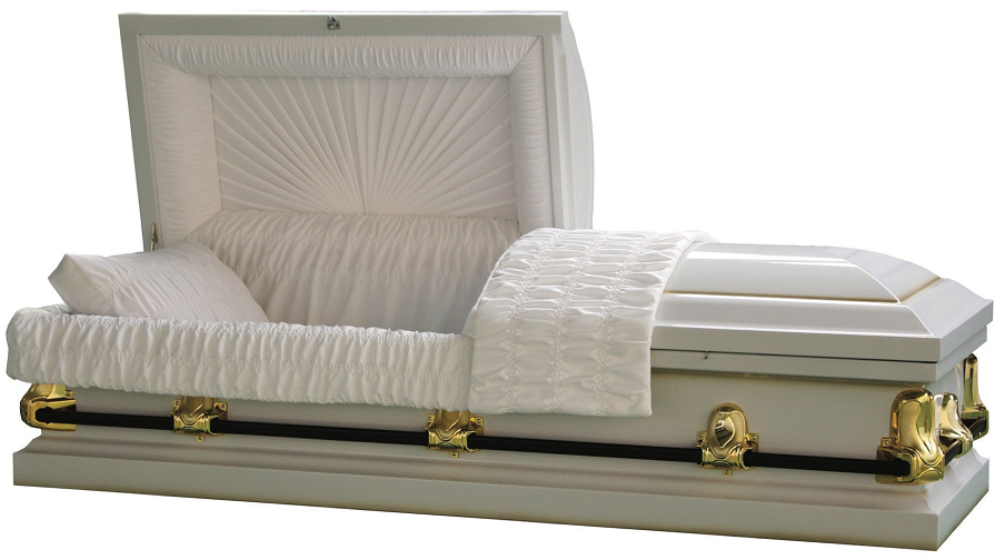Galaxy White/Gold Steel Casket