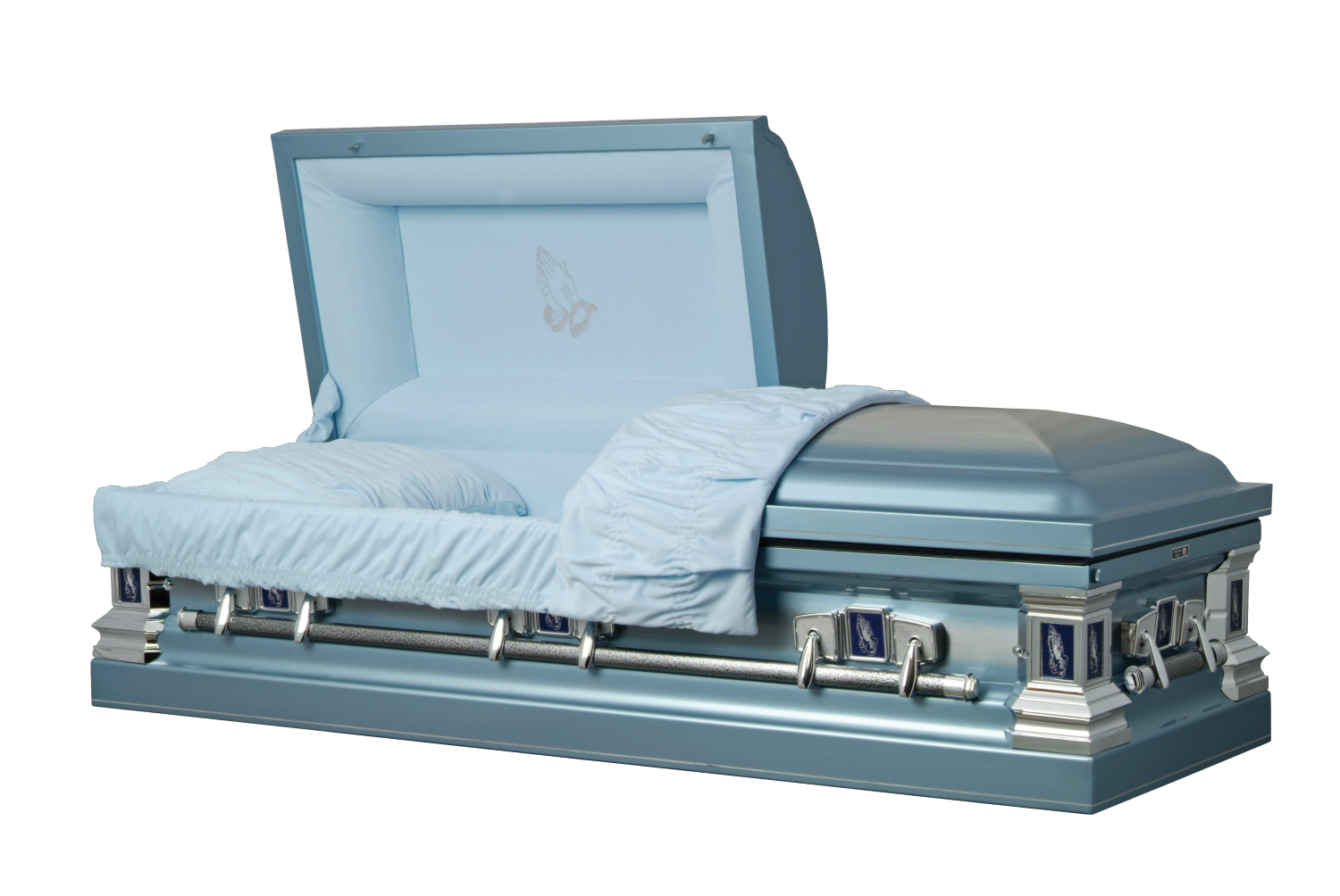 stainless-steel - Praying Hands Blue Mist  Casket