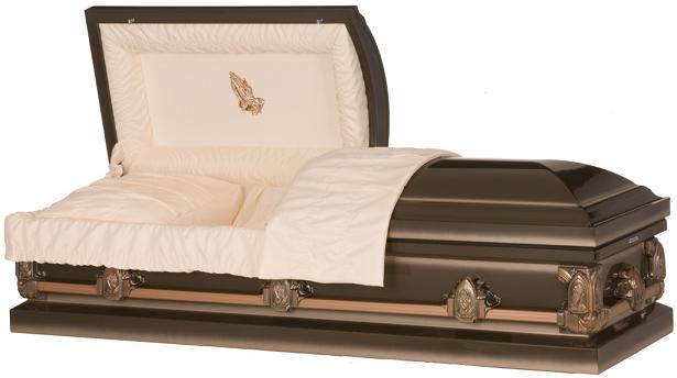 Steel Praying Hands Casket - Bronze or Blue