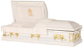 Cofre de acero blanco/dorado o de ébano con cruz de capilla