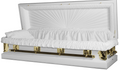 Regal White/Gold full-coach Casket with Gasket/Lock