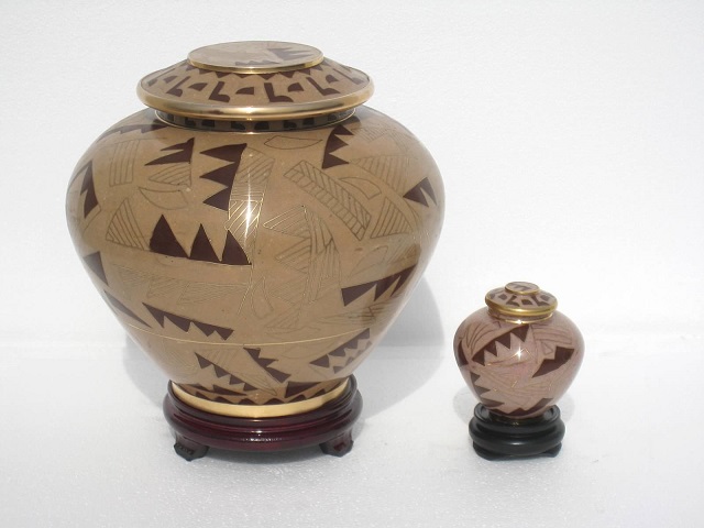 Photo of Sand & Gold Art Adult Urn with FREE Keepsake Urn