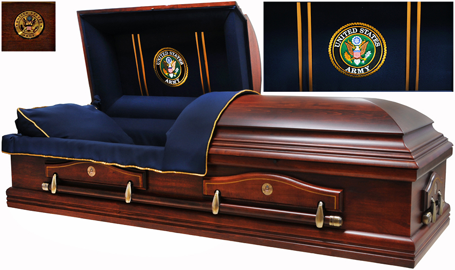 Picture of Wood Poplar MILITARY CASKET - ALL BRANCHES Casket