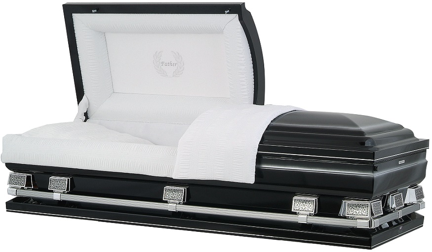 Picture of Midnight Black with Silver OverSize 29 Inch Casket